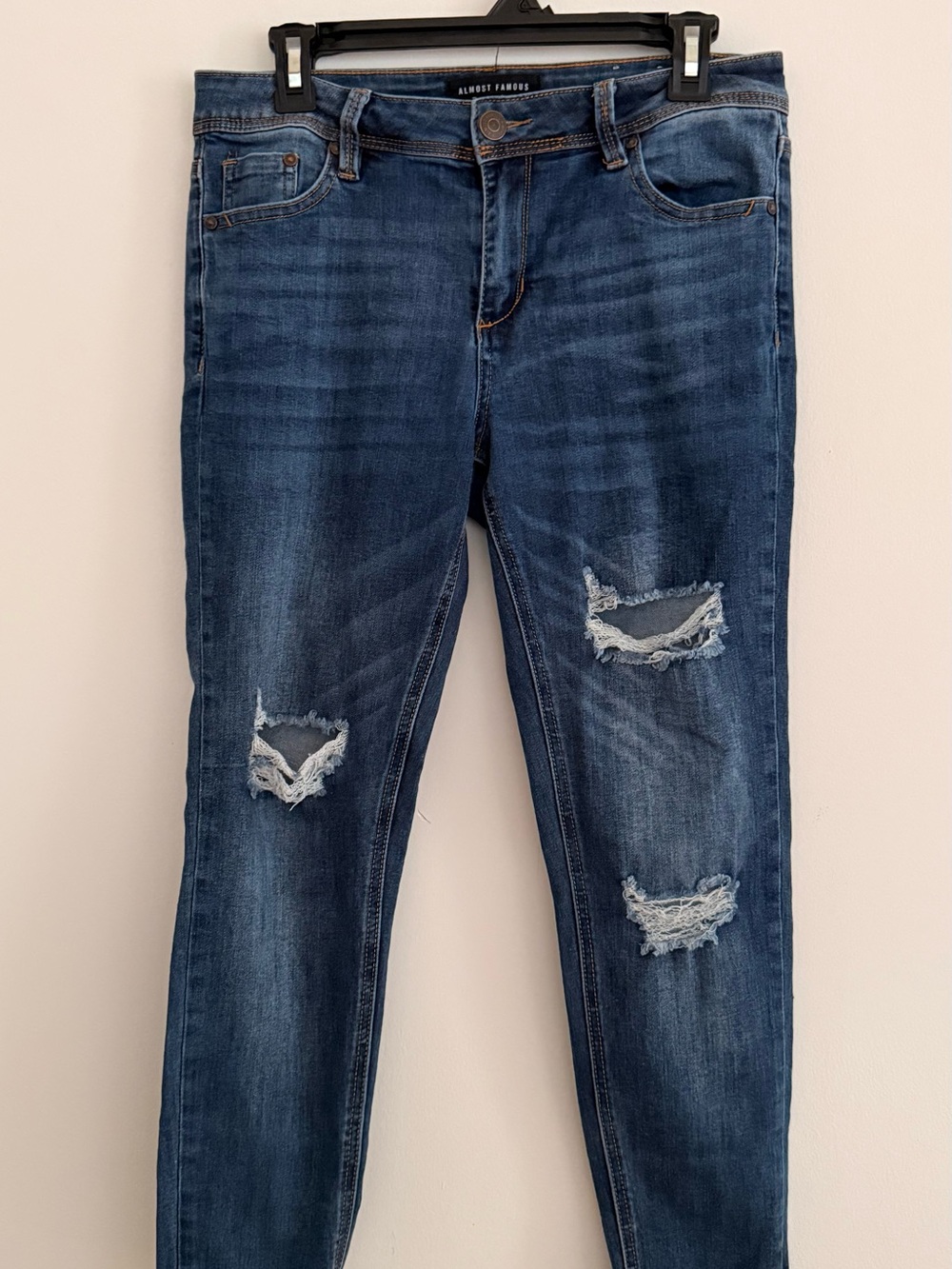 Almost Famous Dark Wash Ripped Skinny Jeans